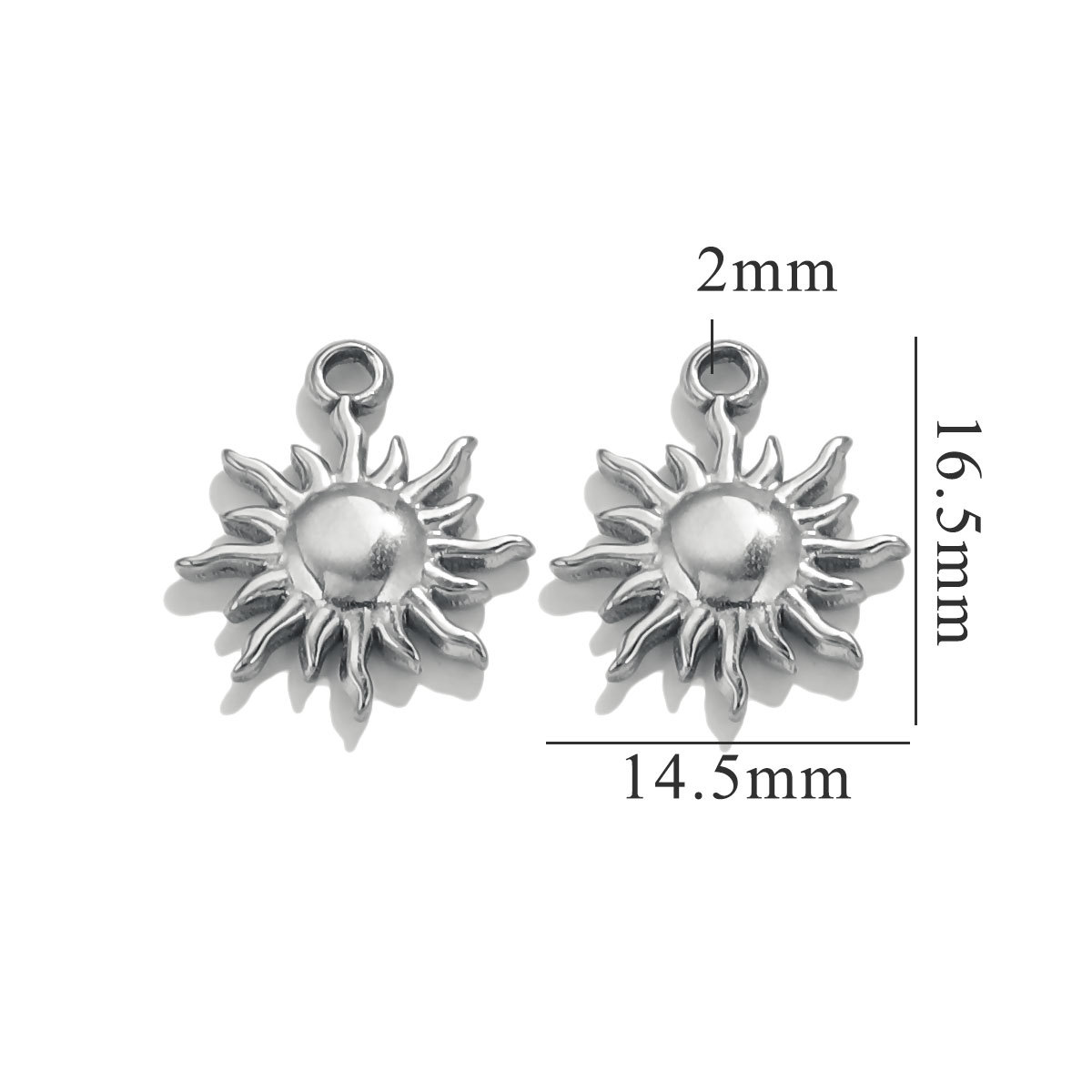 Silver color / 1 Piece Simple Retro Style Cartoon Sun Shape Stainless Steel  Gold Color Women's Pendant Picture7